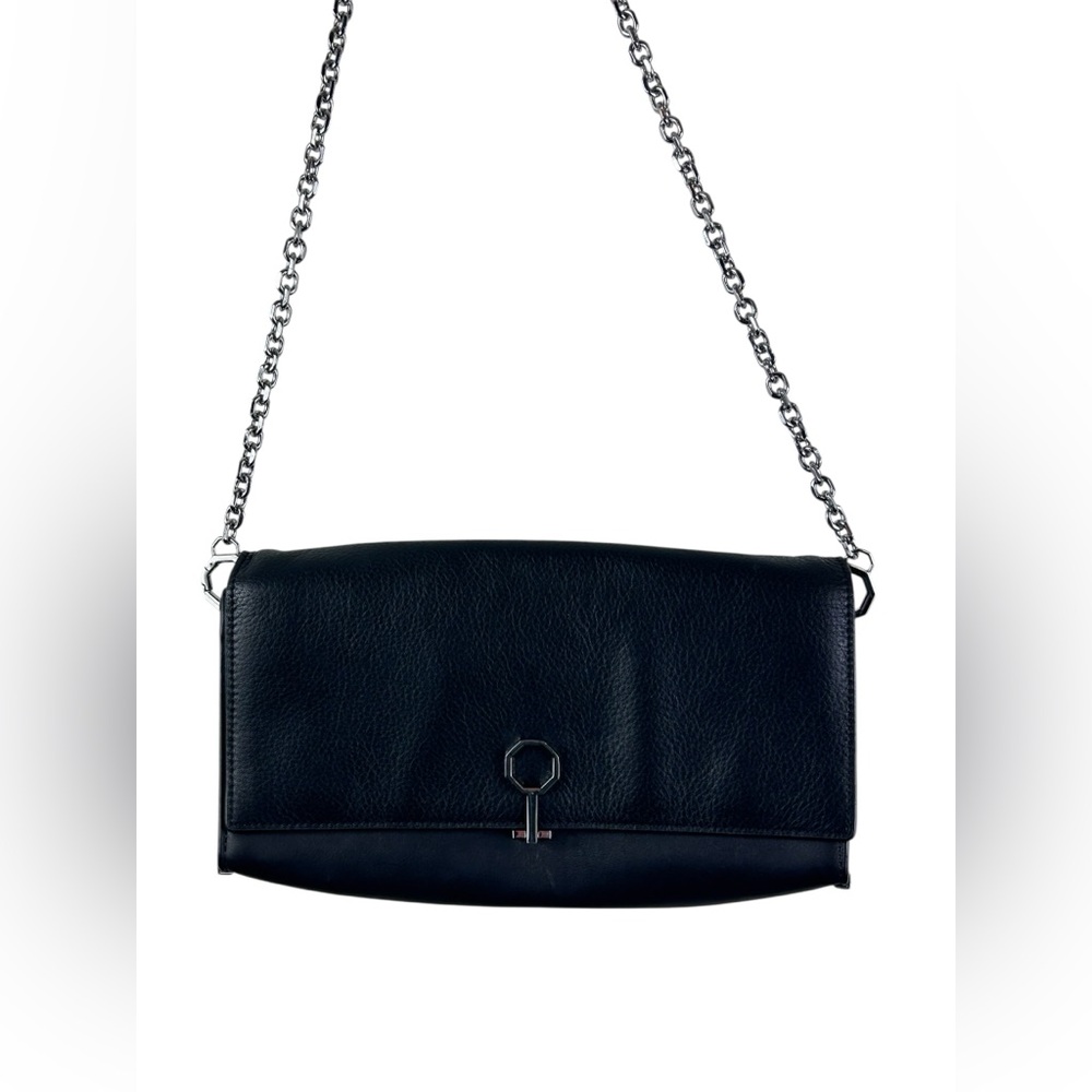 Louise et Cie 'Yvet' flap clutch Black Leather Chain Shoulder Bag